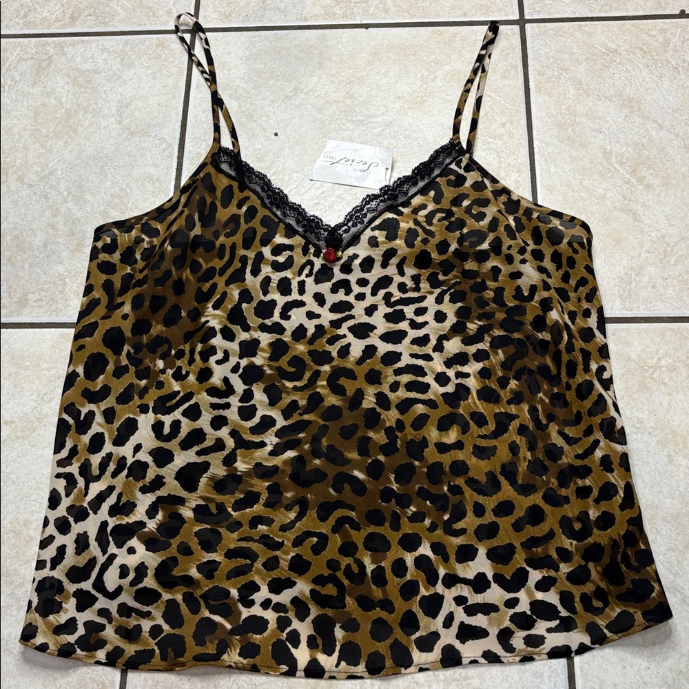 Vintage 90s/Y2K NWT Leopard Print Semi-Sheer Lace Cami and Pajama Pants Set❤️ - Picture 6 of 9